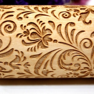 Embossing Rolling Pin FLOWERS, Lazer Engraved,  Embossed Dough Roller,  FLORAL Pattern, Christmas Gift, Personalized Rolling Pin