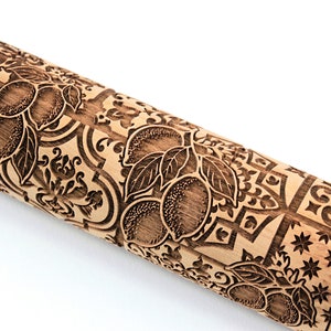 Rolling Pin Embossed Sicilian Majolica Lemon Gingerbread Shortbread Cookies, Christmas Gift, Engraved For Clay image 5