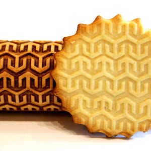Geometric  Pattern Engraved Embossing Rolling Pin, EGYPT  Rolling Ping, Christmas Gift, Roller, Embossed Dough Roller, Lazer 4