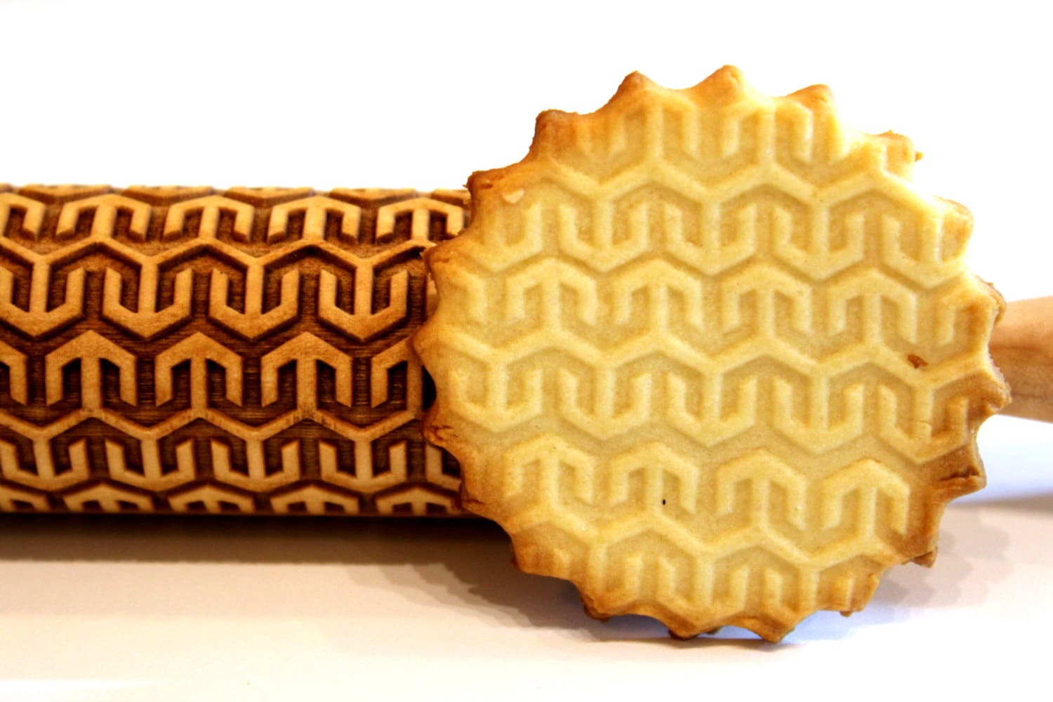Majolica Tiles Rolling Pin for Christmas Shortbread Cookies