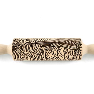 Rolling Pin Embossed Starry Night Van Gogh for Clay, Ceramics, Cookie Stamp, Clay Mold Pottery Tool, Shortbread, Clay Roller, Christmas Gift image 5