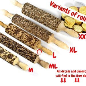 Wood Texture Embossed Rolling Pin, Clay Stamp, Pottery Roller, Ceramic Tool, Christmas Gift, Textured Cookie image 7