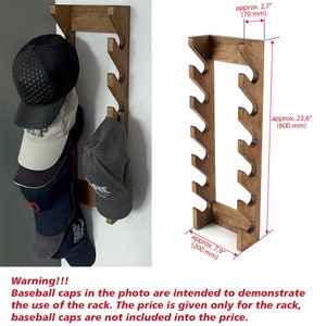 Woodworker Baseball Cap Rack Hat Organizer for 12 Baseball Caps, Solid Wood Hat Hanger, Baseball Cap ...