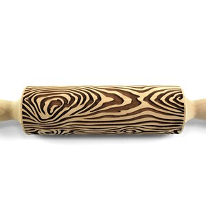 Wood Texture Embossed Rolling Pin, Clay Stamp, Pottery Roller, Ceramic Tool, Christmas Gift, Textured Cookie image 2