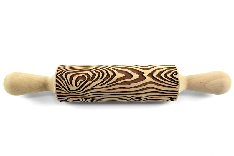 Wood Texture Embossed Rolling Pin, Clay Stamp, Pottery Roller, Ceramic Tool, Christmas Gift, Textured Cookie image 2