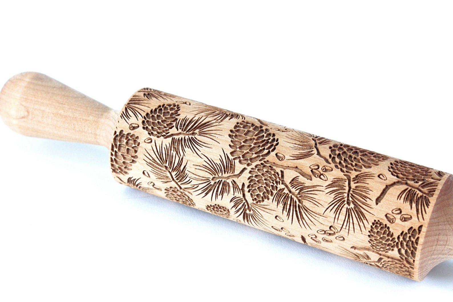Embossed Carved Rolling Pin Pine Сedar Cone for Shortbread Etsy