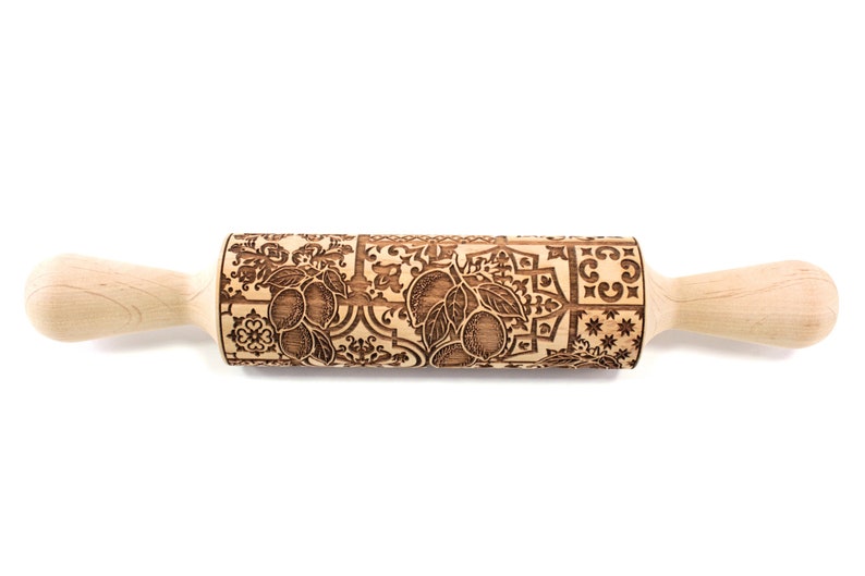 Rolling Pin Embossed Sicilian Majolica Lemon Gingerbread Shortbread Cookies, Christmas Gift, Engraved For Clay image 7