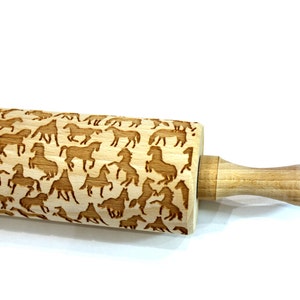 HORSE Embossing Rolling Pin, Engraved Rolling Pin, Embossed Rolling Pin, Gift, Pattern Roller, Dough Roller, Lazer Engraved, Cookie Big Size