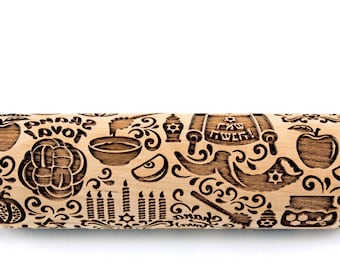 Rosh Hashanah Rolling Pin, Shana Tova Embossed Shortbread Sugar Cookies, Christmas Gift Gingerbread Clay Stamp, Ceramic Roller