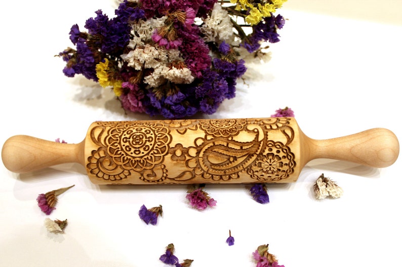 Embossing Rolling Pin FLOWERS FLORAL PAISLEY Pattern Laser Etsy