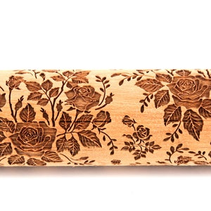 Roses Rolling Pin Embossed Cookies, Clay Texture Roller, Springerle, Speculaas, Christmas Gift