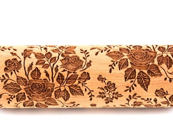 Roses Rolling Pin Embossed Cookies, Clay Texture Roller, Springerle, Speculaas, Christmas Gift