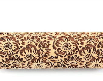 Camelia Rolling Pin Embossed Flowers Textured Cookies Shortbread Christmas Gift Clay Roller Pottery Stamp