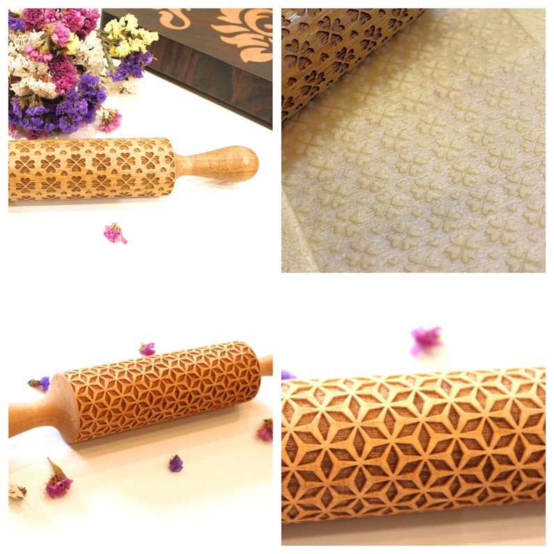 SALE Embossing Rolling Pins Laser Engraved, Embossed Rolling Pin, Dough Roller, Christmas Gift, 6 glamorous Patterns image 4