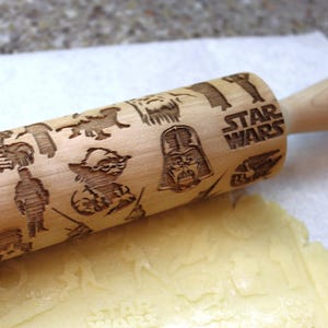 STAR Embossing Rolling Pin, Popular Characters Laser Engraved Rolling Pin, Pattern, Embossed Dough Roller, Christmas Gift image 1