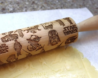 STAR Embossing Rolling Pin, Popular Characters Laser Engraved Rolling Pin, Pattern, Embossed Dough Roller, Christmas Gift