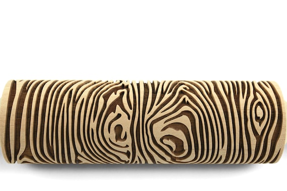 Rolling Pin for Clay Wood Texture Embossed, Wood Grain Pottery