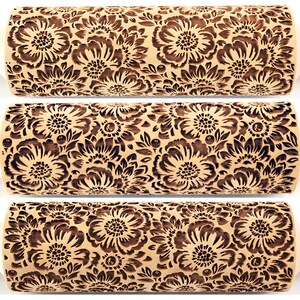 Camelia Rolling Pin Embossed Flowers Textured Cookies Shortbread Christmas Gift Clay Roller Pottery Stamp image 5