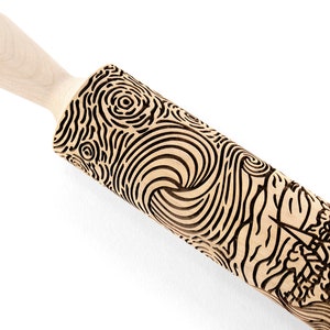 Rolling Pin Embossed Starry Night Van Gogh for Clay, Ceramics, Cookie Stamp, Clay Mold Pottery Tool, Shortbread, Clay Roller, Christmas Gift image 6