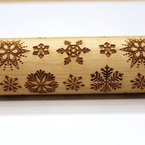 SNOWFLAKE 1 Engraved Embossed Rolling Pin, Dough Roller, Embossing Rolling Ping, Christmas Gift, Christmas Pattern Roller