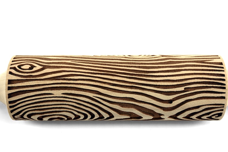Wood Texture Embossed Rolling Pin, Clay Stamp, Pottery Roller, Ceramic Tool, Christmas Gift, Textured Cookie image 5