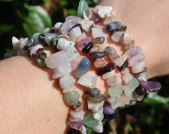 Mixed Gemstone Chip Bracelet