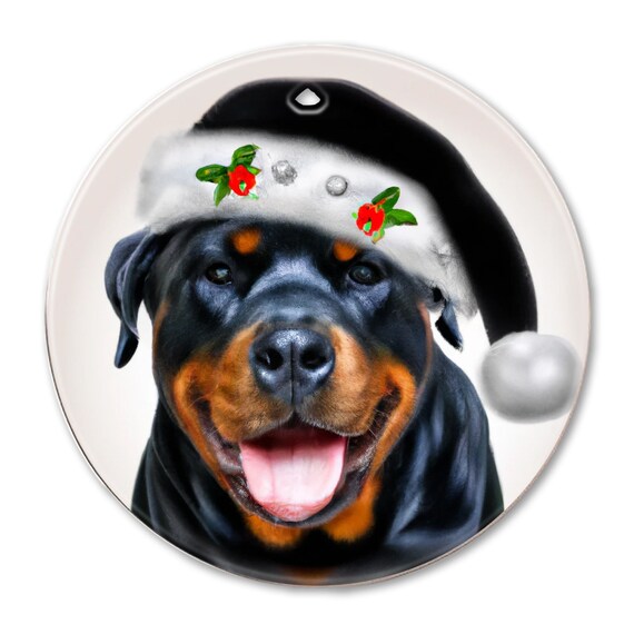 Rottweiler Dog Santa Sided Ceramic Ornament Dog Christmas