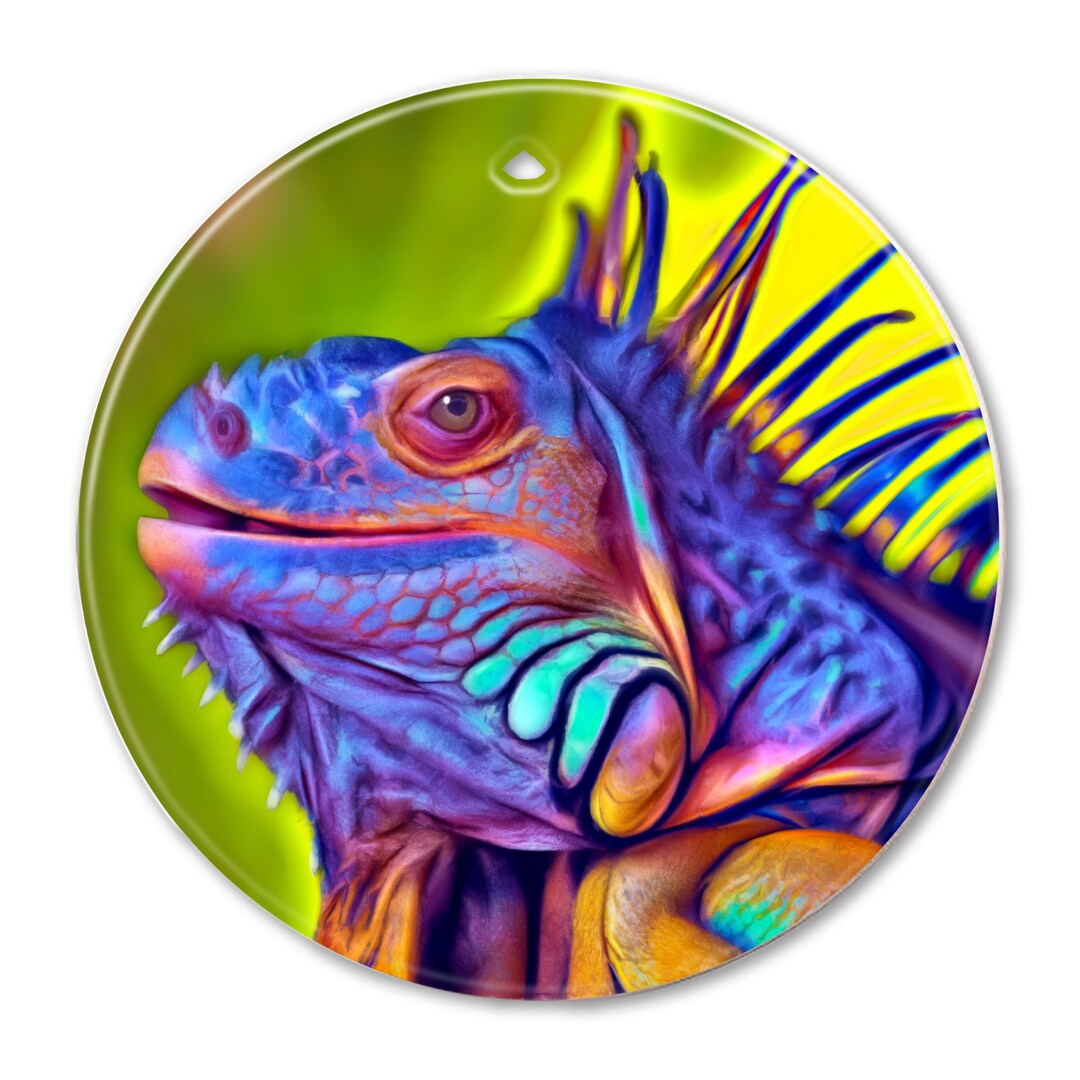 Colorful Iguana 2 Sided Ceramic Ornament Iguana Lizard Christmas Gifts
