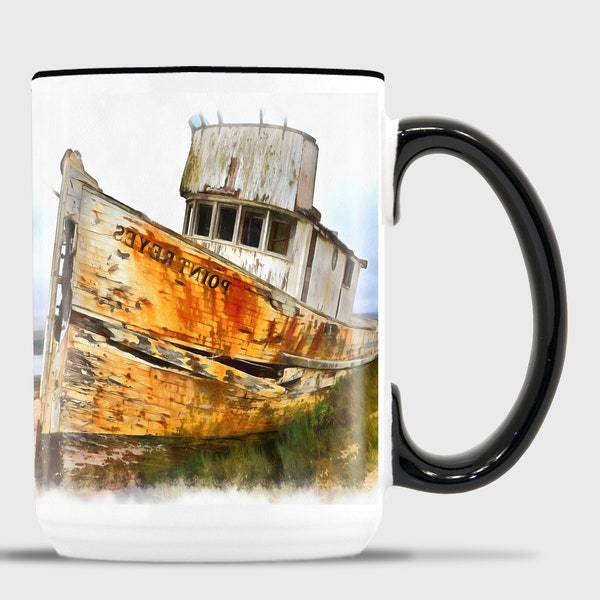 Marooned and Abandoned Old Boat, Stranded Ship, Ocean Scene, Rusty Gold