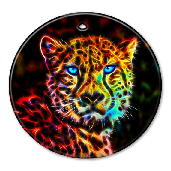 Neon Cheetah 2 Sided Ceramic Ornament - Cheetah - Christmas - Gifts -  Unique Gifts