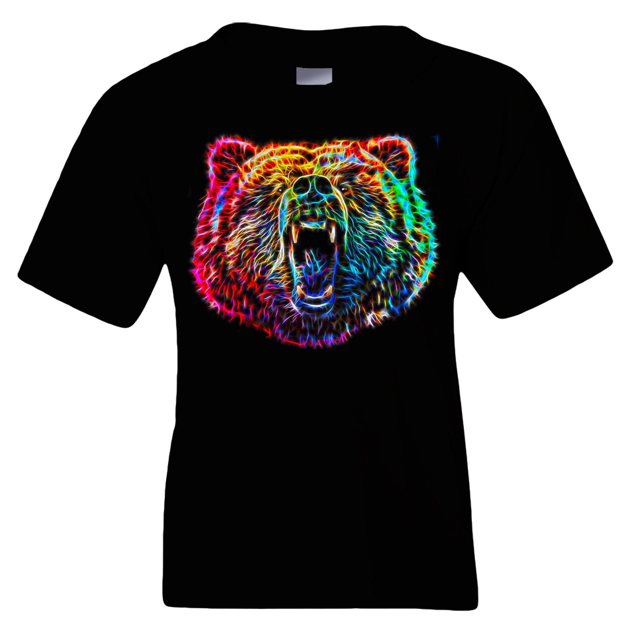 Roaring Bear T-Shirt Colorful Bear Neon Art Ladies Cut | Etsy