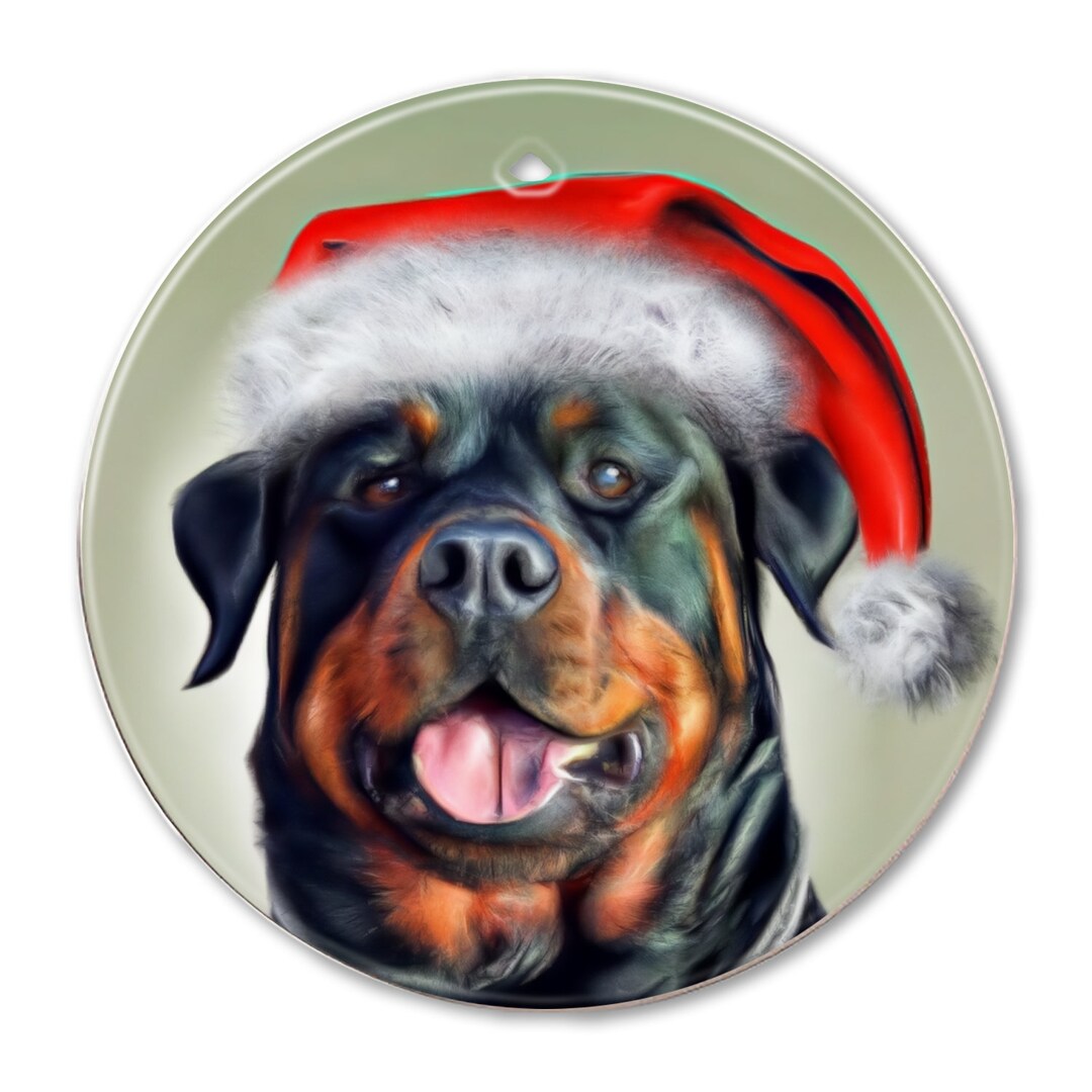 Rottweiler Dog Santa 2 Sided Ceramic Ornament - Dog - Christmas - Gifts ...