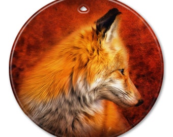 Red Fox 2 Sided Ceramic Ornament - Fox - Christmas - Gifts - Unique Gifts