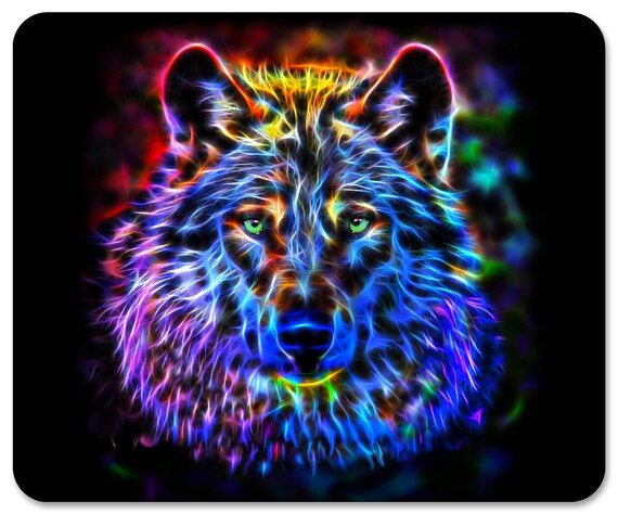 Fractal Blue Wolf Mousepad Wolf Neon Wolf Christmas - Etsy Fractal Blue Wolf Mousepad Wolf Neon Wolf Christmas - Etsy
