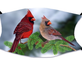 Cardinals Adult Face Mask - Elastic Straps - Replaceable Filters - Masks - Original Art