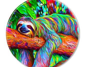 Painterly Colorful Sloth 2 Sided Ceramic Ornament - Sloth - Christmas - Gifts - Unique Gifts