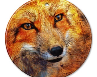 Red Fox Close Up 2 Sided Ceramic Ornament - Fox - Christmas - Gifts - Unique Gifts