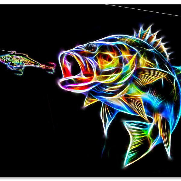 Neon Bass Mousepad - Bass - Fishing - Christmas - Gifts for Dad