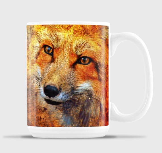 Stylized Red Fox Face Mug Etsy