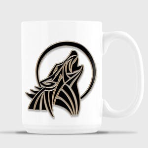 Graphic Wolf Howling at the Moon