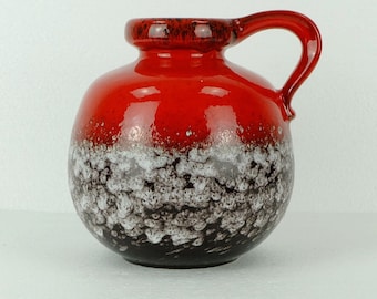 scheurich 1960's 70's vintage VASE red brown white drip glaze no. 484-21