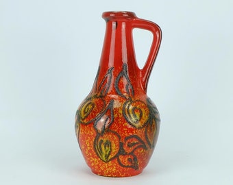 bay keramik 1960's 70's vintage VASE red yellow black lava pattern model 67 30