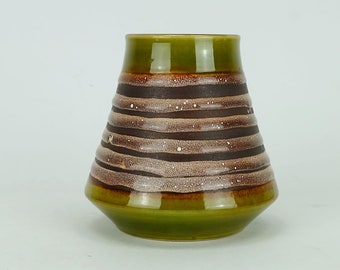 vintage mid century fohr keramik VASE model 130 15 olive green with stripe pattern