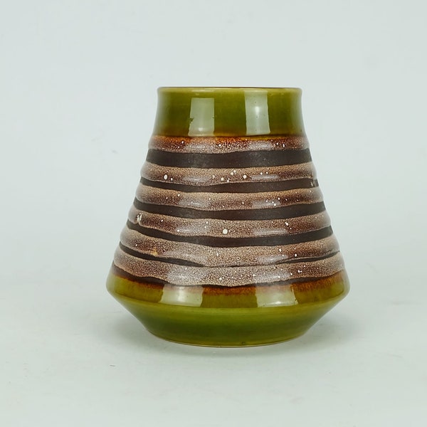 vintage mid century fohr keramik VASE model 130 15 olive green with stripe pattern