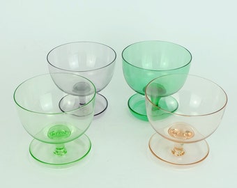 set of 4 glass DESSERT BOWLS ice bowls suessmuth glass 1950s