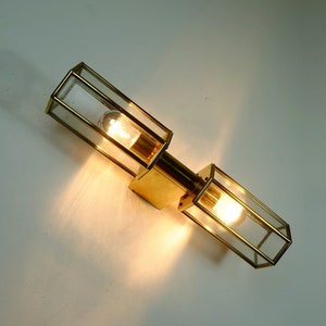 outstanding 1970s 80s SCONCE horizontal or vertical position bubble glass and brass image 1