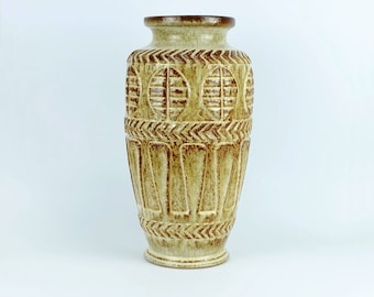 1960s 70s bay keramik VASE floorvase 72 40 beige and brown relief pattern