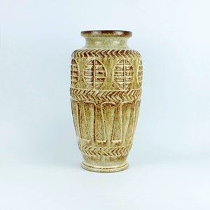 1960s 70s bay keramik VASE floorvase 72 40 beige and brown relief pattern