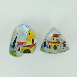 set of 2 mid century ceramic BOWLS or wall plates herta huber-roethe decor garda southern harbour town houses