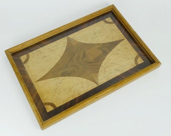 beautiful art déco TRAY marquetry from different types of wood 1920s 1930s serving tray